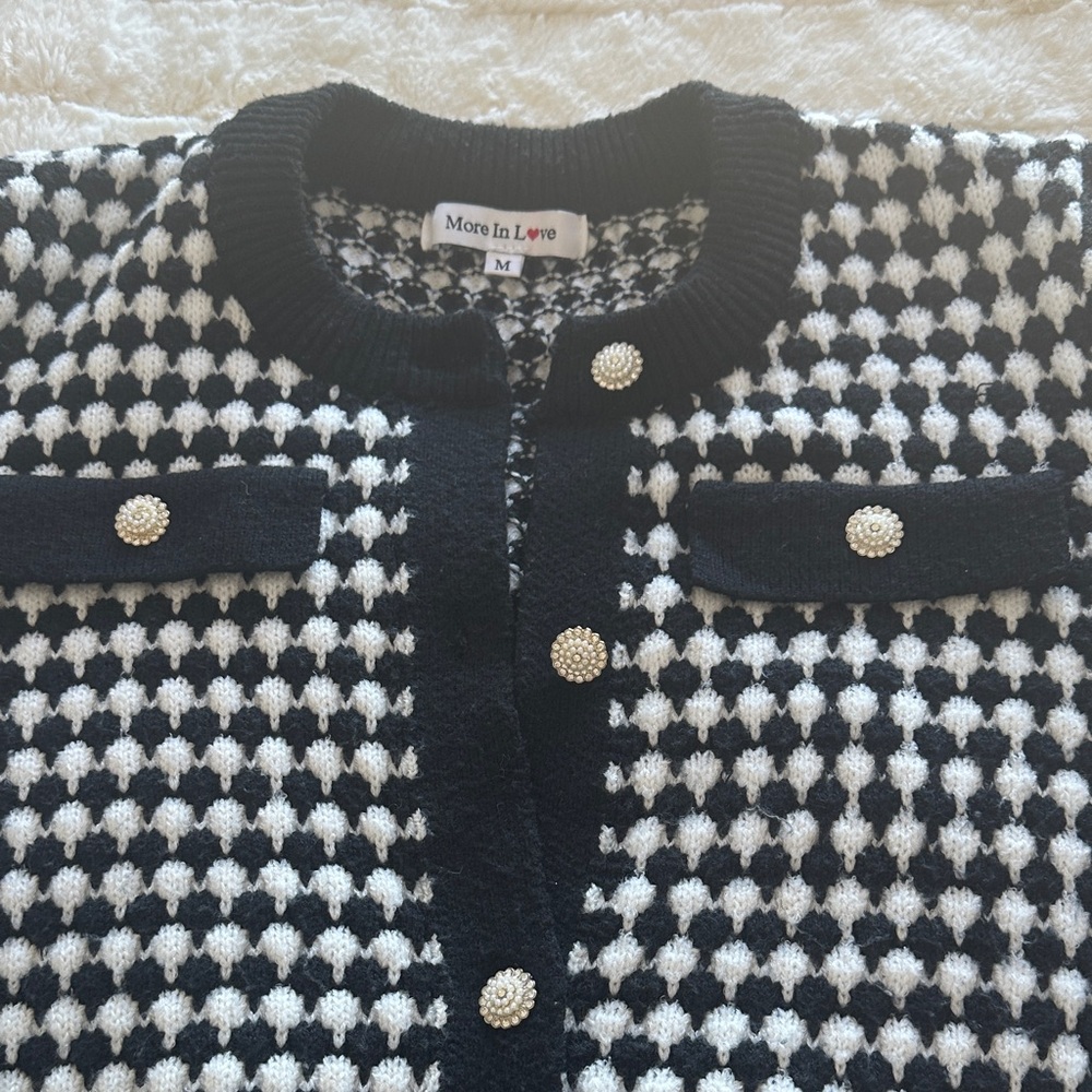 Black and White Women's Cardigan Sweater